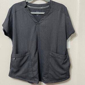 Cuddl Duds Women’s Uniform Scrub Top Sz Small Stretch Gray Side/Front Pockets